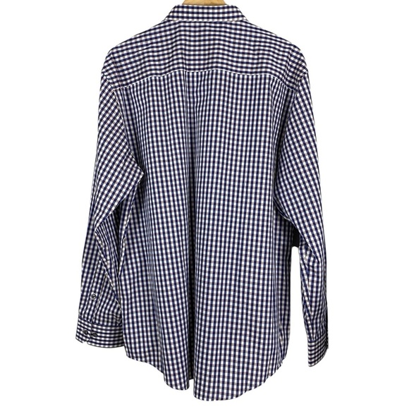 Alfani Mens Button Up Shirt Size XL 17 34/35 Fitted Performance Navy Tan Check - Picture 2 of 15